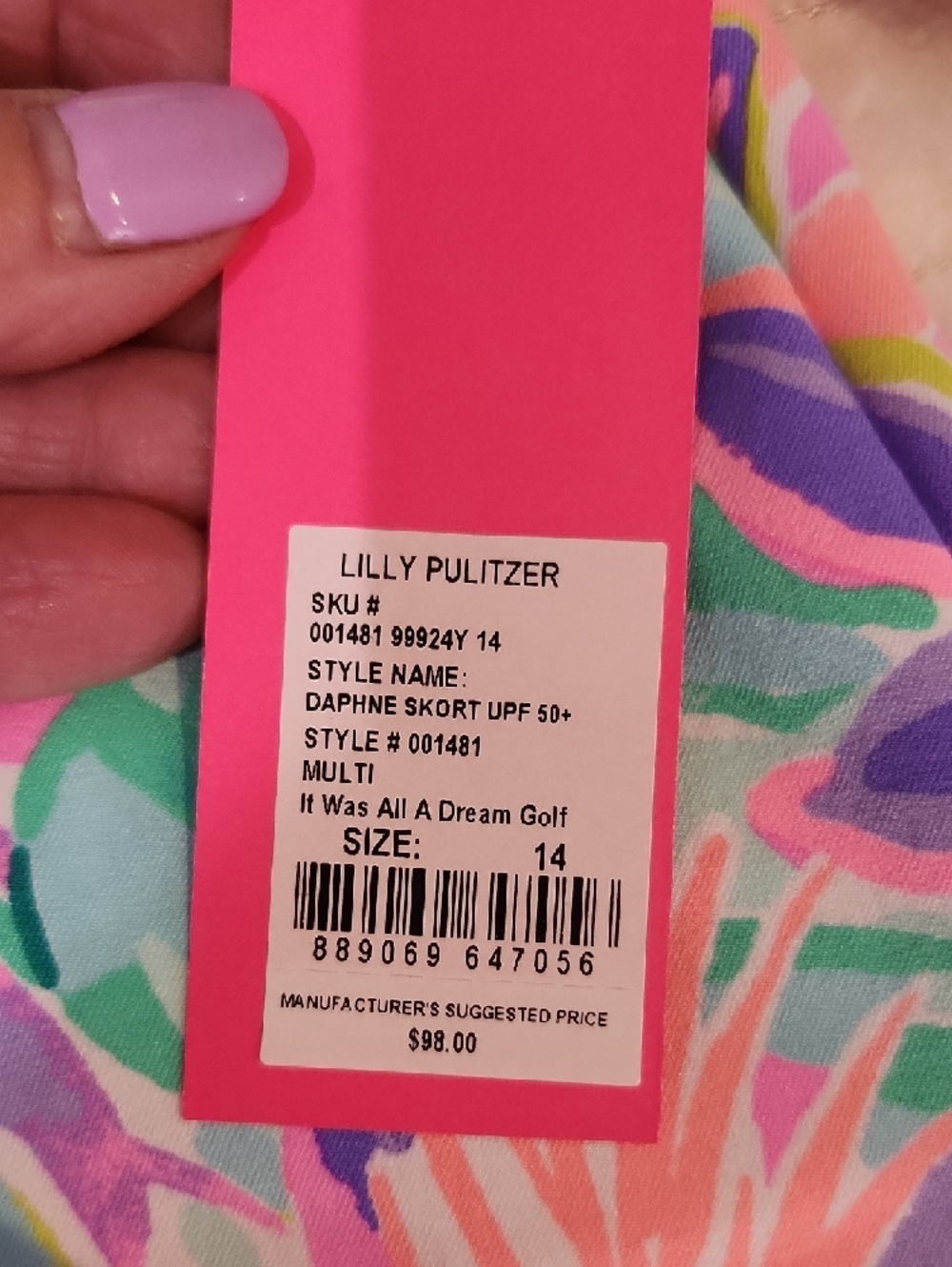 Lilly Pulitzer Pink, Purple & Aqua Floral Mini Skirt - Picture 6 of 7